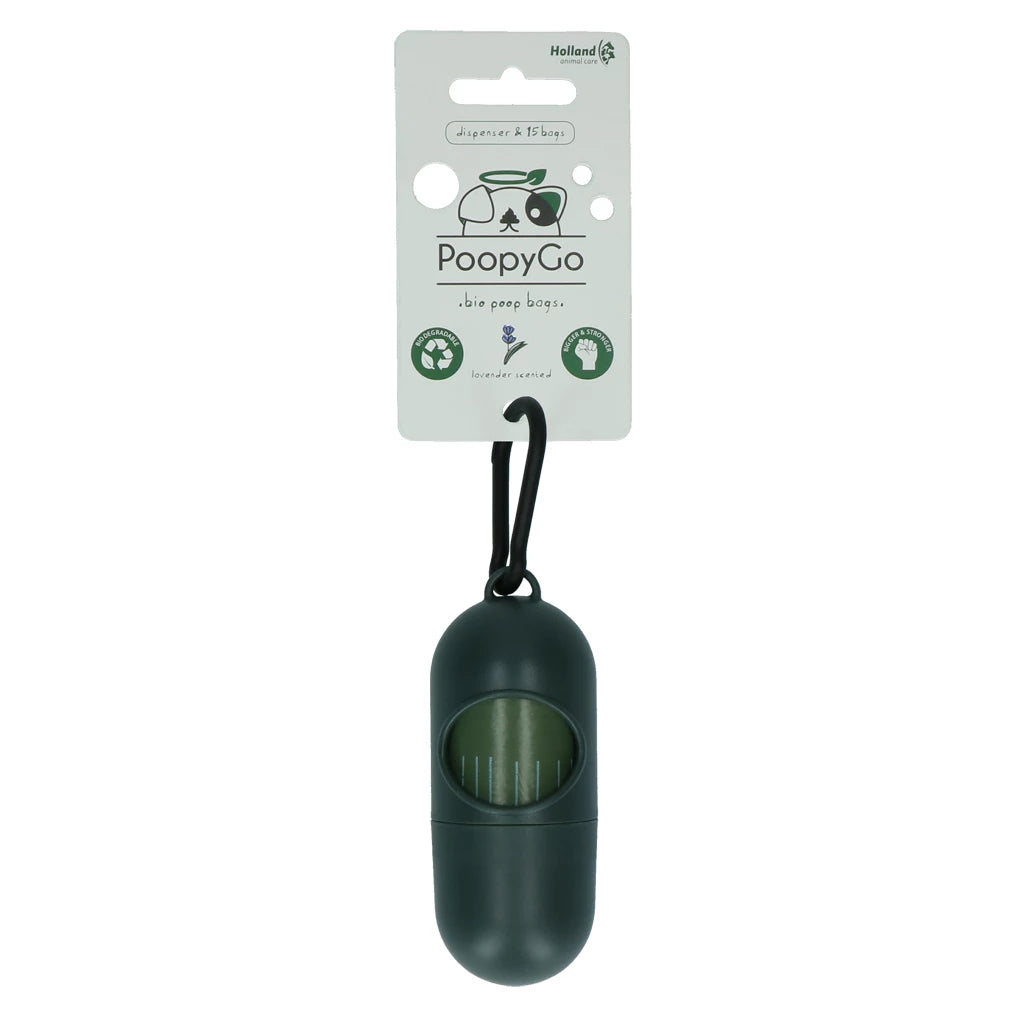 PoopyGo Portabolsas con 15 Bolsas Biodegradables Lavanda